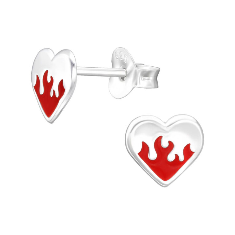 Flammendes Herz Kinder Ohrringe 925 Silber IN UNSEREM Hundeshop günstig kaufen