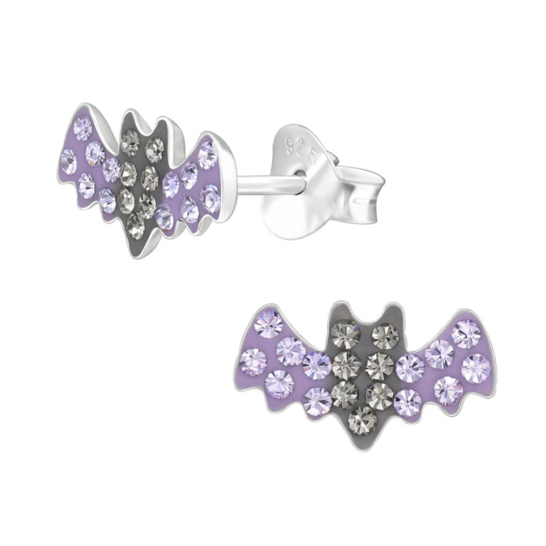Fledermaus Kinder Ohrringe mit Kristallen 925 Silber IN UNSEREM Hundeshop günstig kaufen