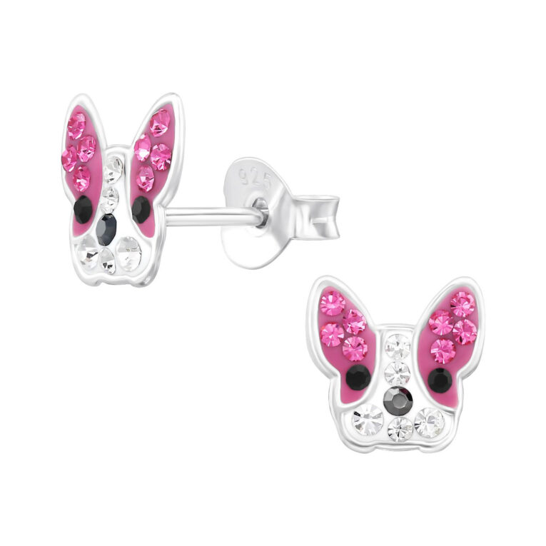 French Bulldog Kinder Ohrringe mit Kristallen 925 Silber IN UNSEREM Hundeshop günstig kaufen