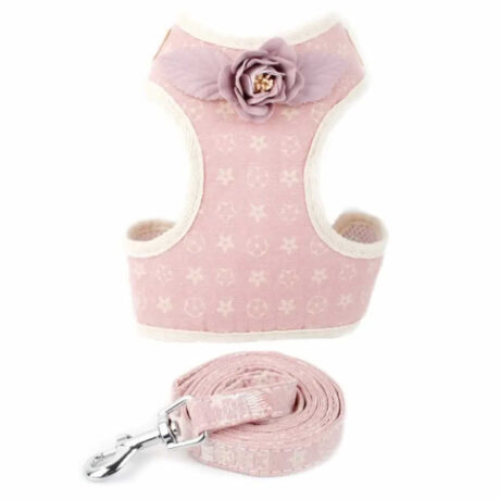 Geschirr f?r Hund und Katze mit Leine - M in rosa