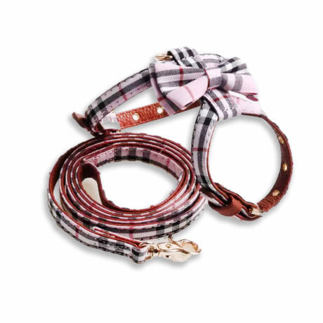 Geschirr f?r Hund und Katze mit Leine pink - L