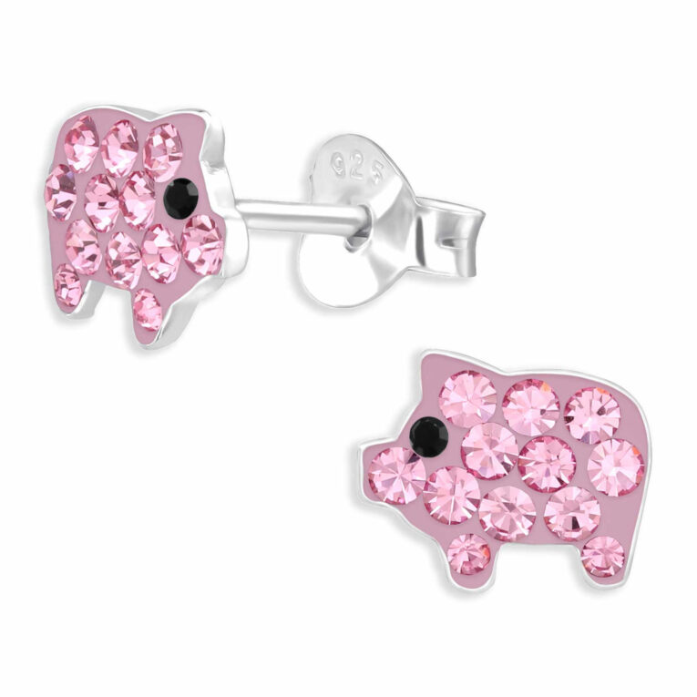 Glitzer Schweinchen Ohrringe aus 925 Silber IN UNSEREM Hundeshop günstig kaufen