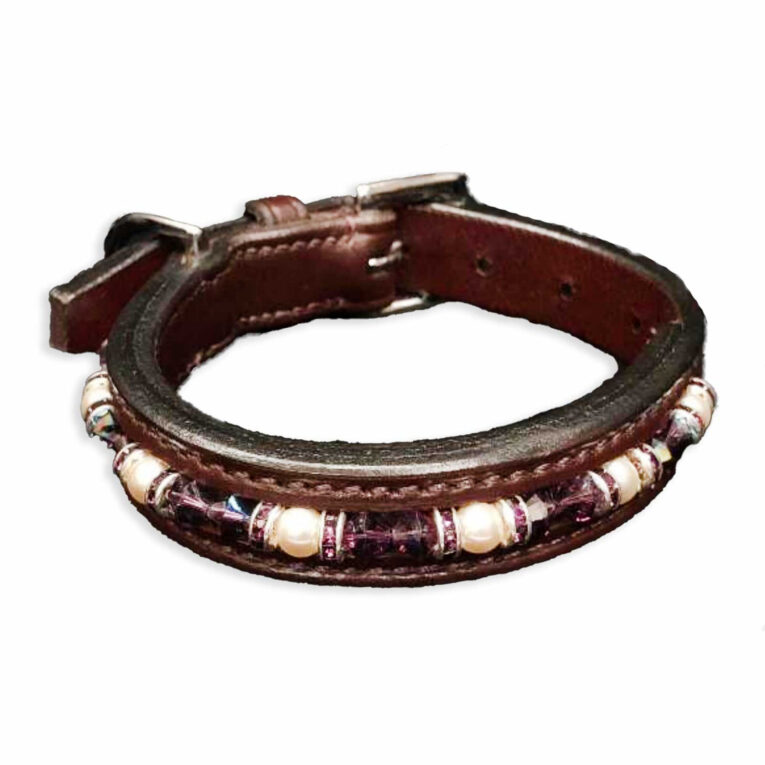 Halsband f?r Hunde aus Leder Havana braun mit glitzer Kristallen L-M IN UNSEREM Hundeshop günstig kaufen