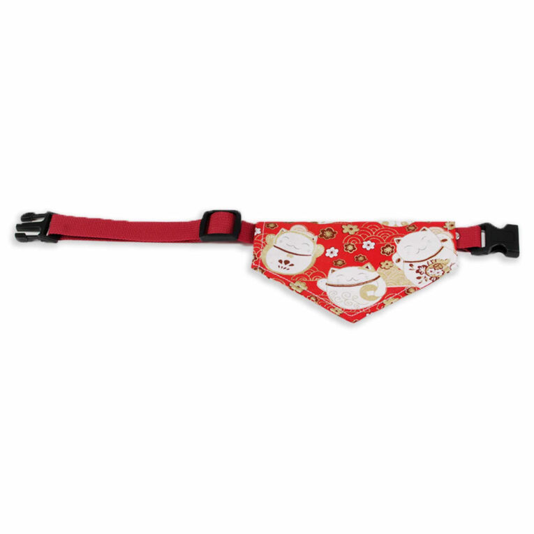 Halsband mit Hundehalstuch mit Roten Gl?ckskatzen IN UNSEREM Hundeshop günstig kaufen