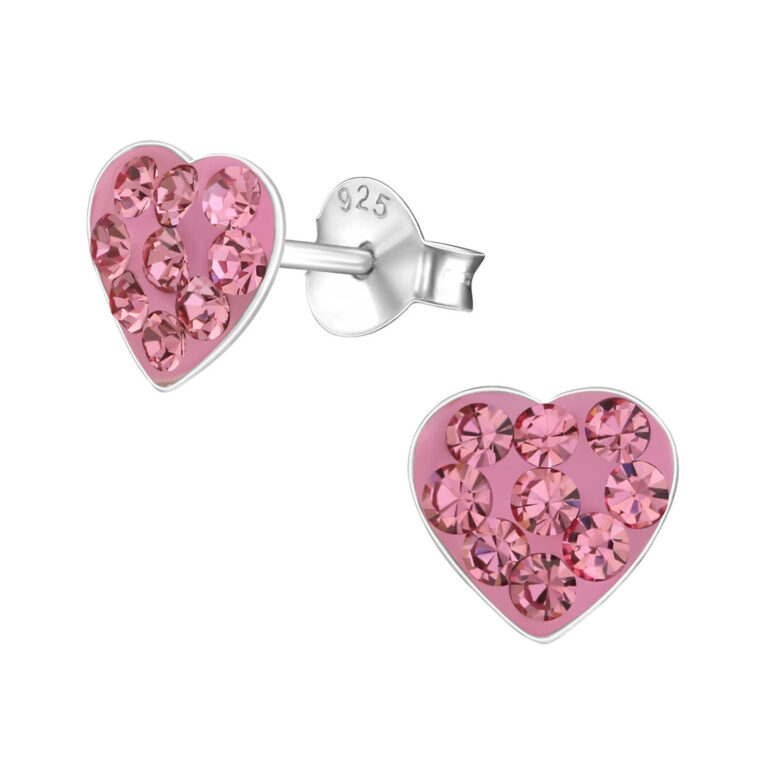 Herz Kinder Ohrringe mit Kristallen 925 Silber IN UNSEREM Hundeshop günstig kaufen