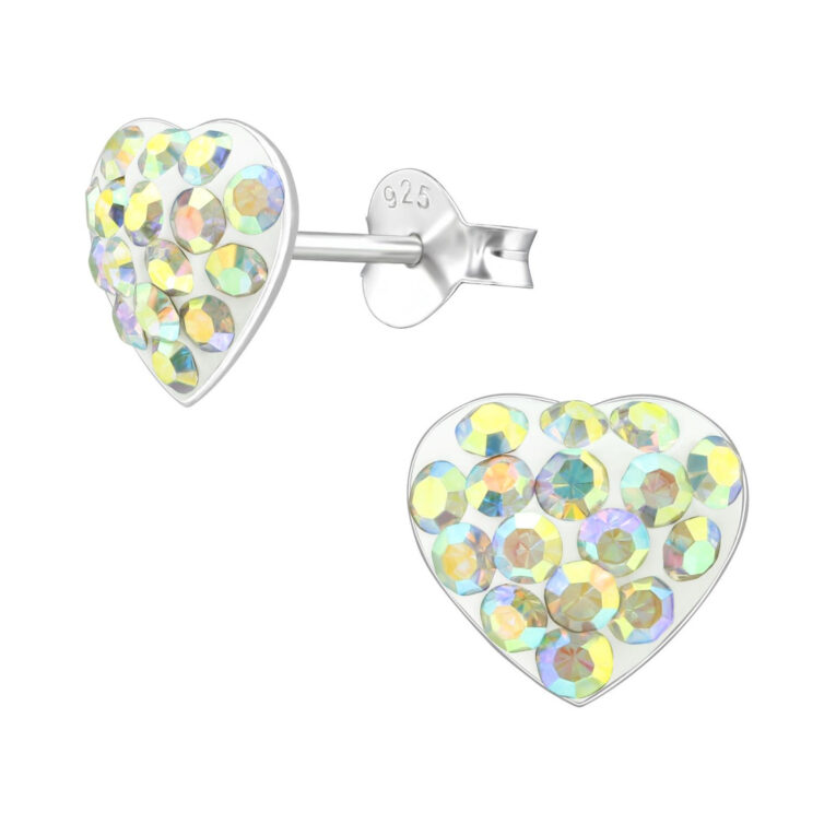 Herz Kinder Ohrringe mit Kristallen 925 Silber IN UNSEREM Hundeshop günstig kaufen