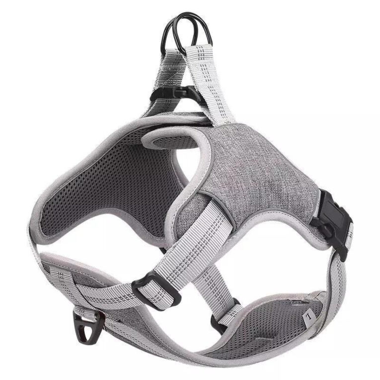 Hunde Premium Geschirr geplostert f?r gro?e Hunde - L in grau IN UNSEREM Hundeshop günstig kaufen
