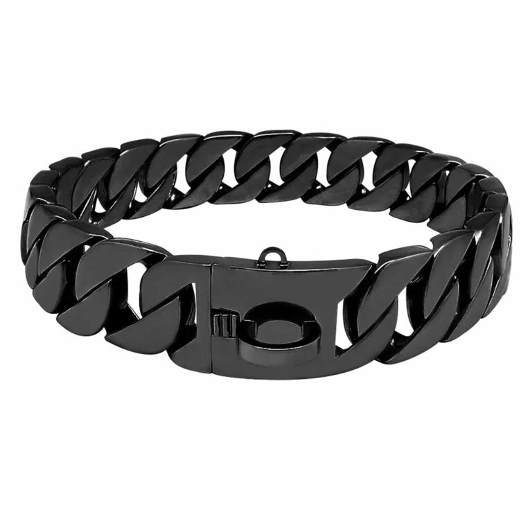 Hundehalsband aus Edelstahl Hundekette schwarz plattiert 32mm breit - XL-L - 24inch/61cm IN UNSEREM Hundeshop günstig kaufen
