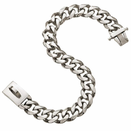 Hundehalsband aus Edelstahl Hundekette Silber plattiert 19mm breit - XS - 10inch/26cm