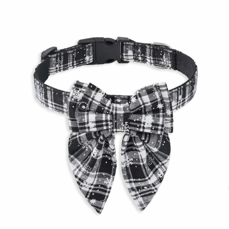 Hundehalsband mit Schleife in schwarz/wei? - S IN UNSEREM Hundeshop günstig kaufen