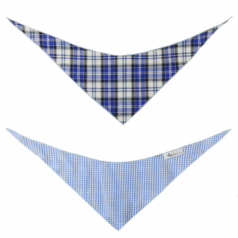 Hundehalstuch blau kariert 2 Muster IN UNSEREM Hundeshop günstig kaufen