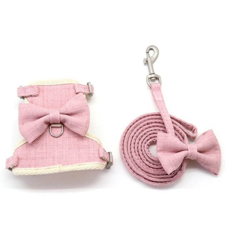 Katzen Geschirr gepolstert mit Leine und Schleife - M in pink IN UNSEREM Hundeshop günstig kaufen