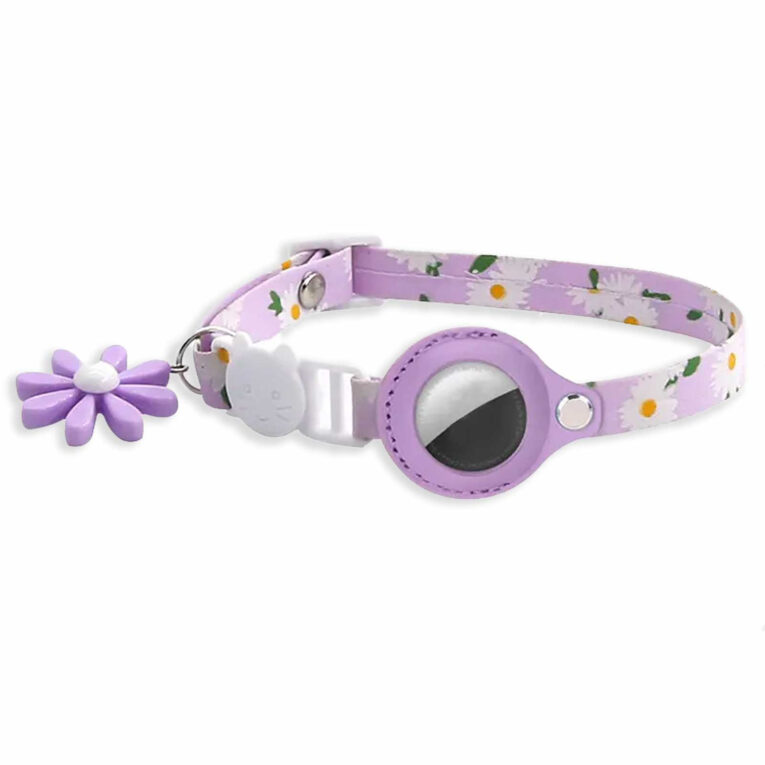 Katzenhalsband mit Apple AirTag Halter und Sicherheitsverschluss einstellbar lila IN UNSEREM Hundeshop günstig kaufen