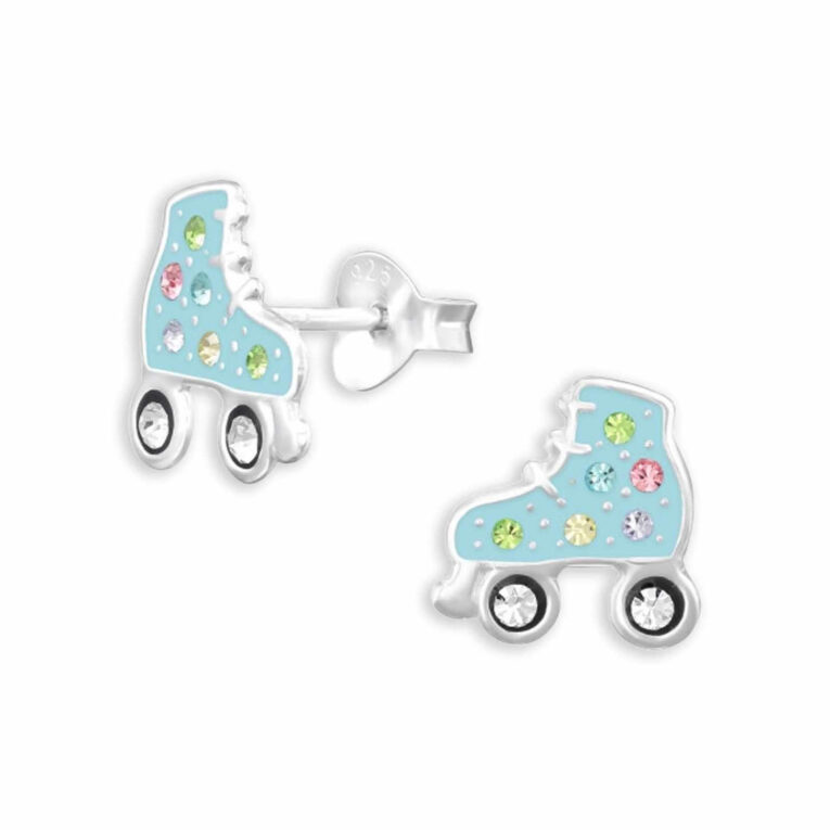 Kinderohrstecker Rollschuhe aus 925 Sterling Silber mit Kristall und Epoxy IN UNSEREM Hundeshop günstig kaufen