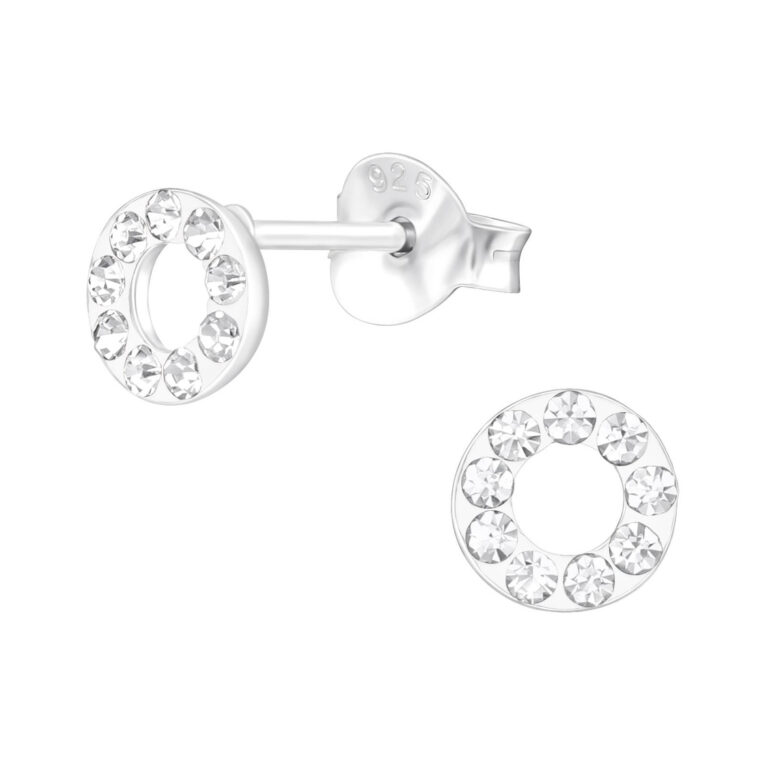 Kreis Kinder Ohrringe mit Kristallen 925 Silber IN UNSEREM Hundeshop günstig kaufen