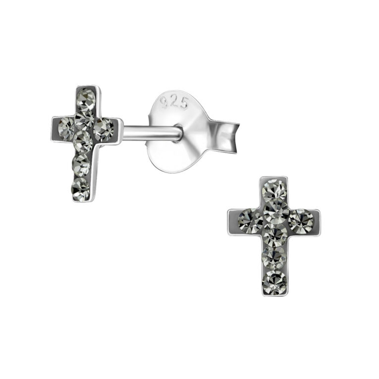 Kreuz Kinder Ohrringe mit Kristallen 925 Silber IN UNSEREM Hundeshop günstig kaufen
