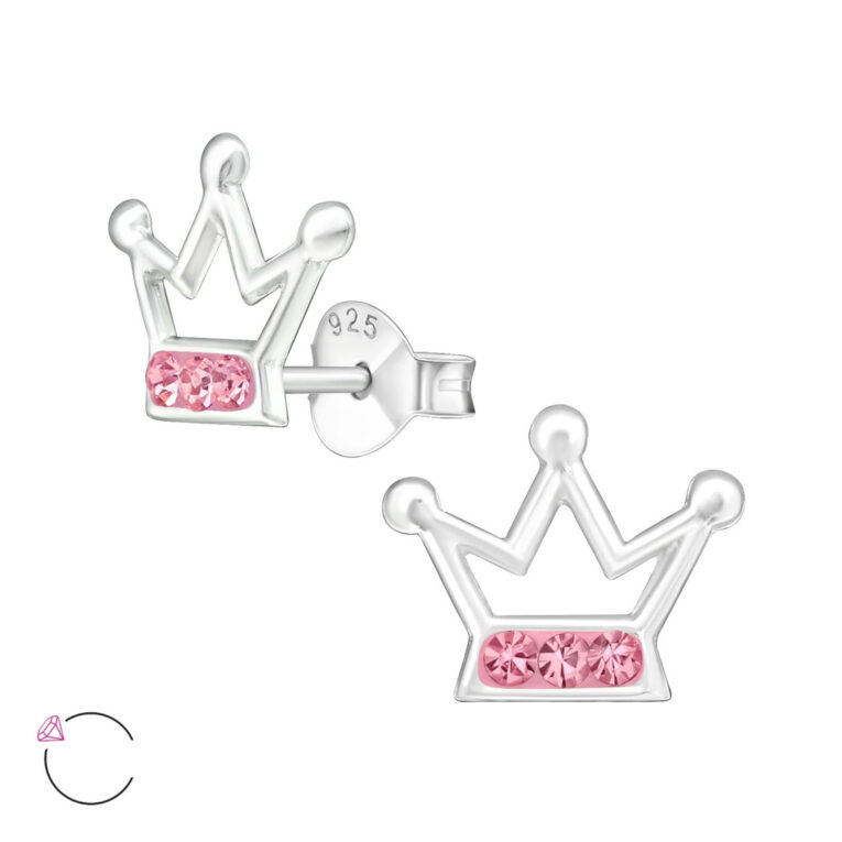 Krone Kinder Ohrringe mit Kristallen 925 Silber IN UNSEREM Hundeshop günstig kaufen
