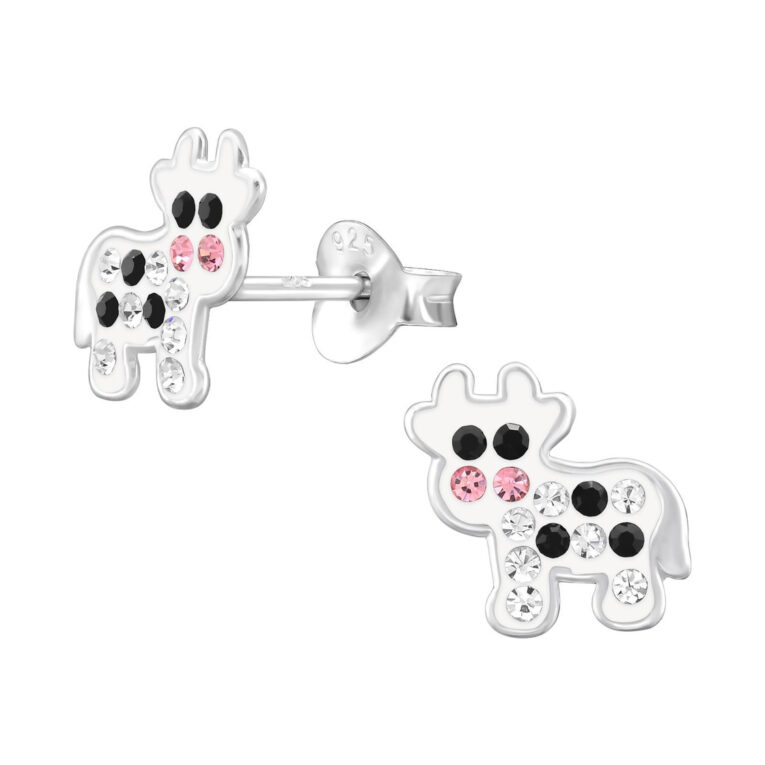 Kuh Kinder Ohrringe mit Kristallen 925 Silber IN UNSEREM Hundeshop günstig kaufen