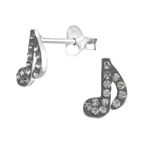 Musiknote Kinder Ohrringe mit Kristallen 925 Silber