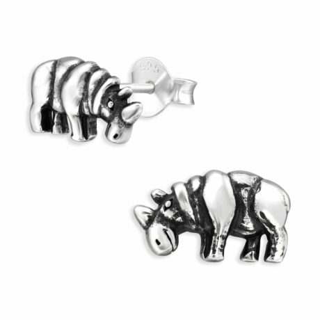 Nashorn Ohrringe aus 925 Silber