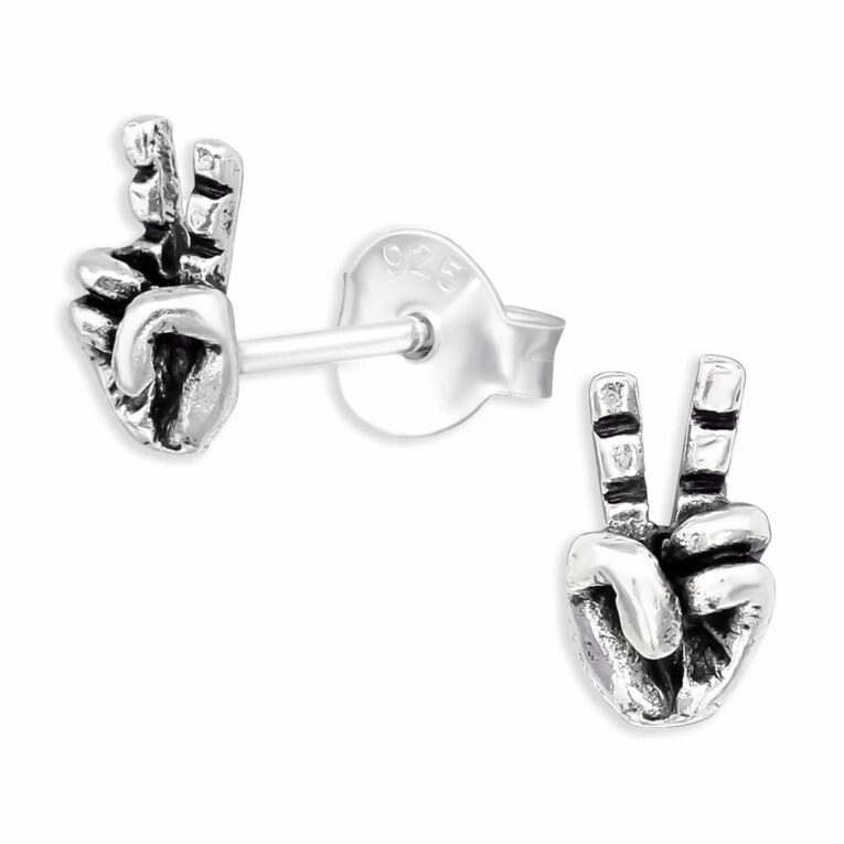 Peace Hand Ohrringe aus 925 Silber IN UNSEREM Hundeshop günstig kaufen