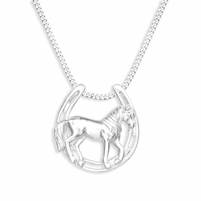 Pferd im Hufeisen Halskette aus 925 Silber IN UNSEREM Hundeshop günstig kaufen