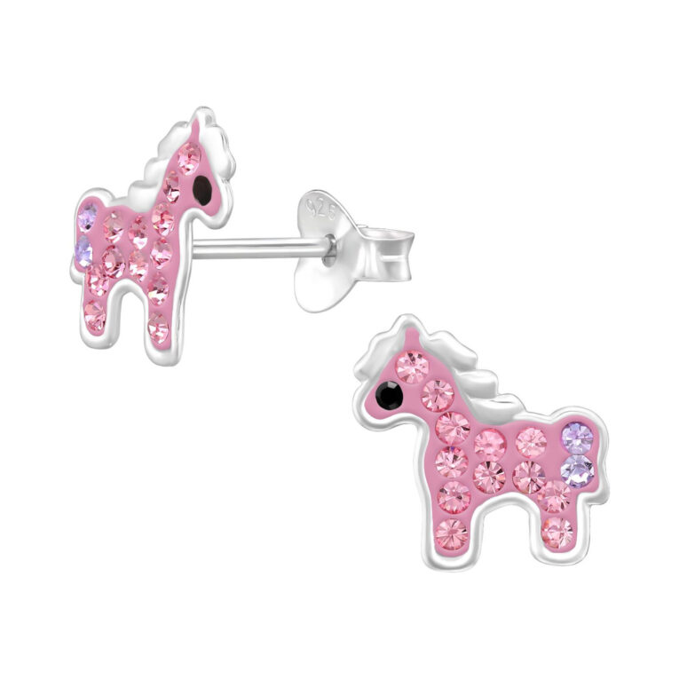 Pferd Kinder Ohrringe mit Kristallen 925 Silber IN UNSEREM Hundeshop günstig kaufen