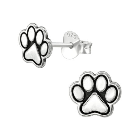 Pfotenabdruck Kinder Ohrringe 925 Silber