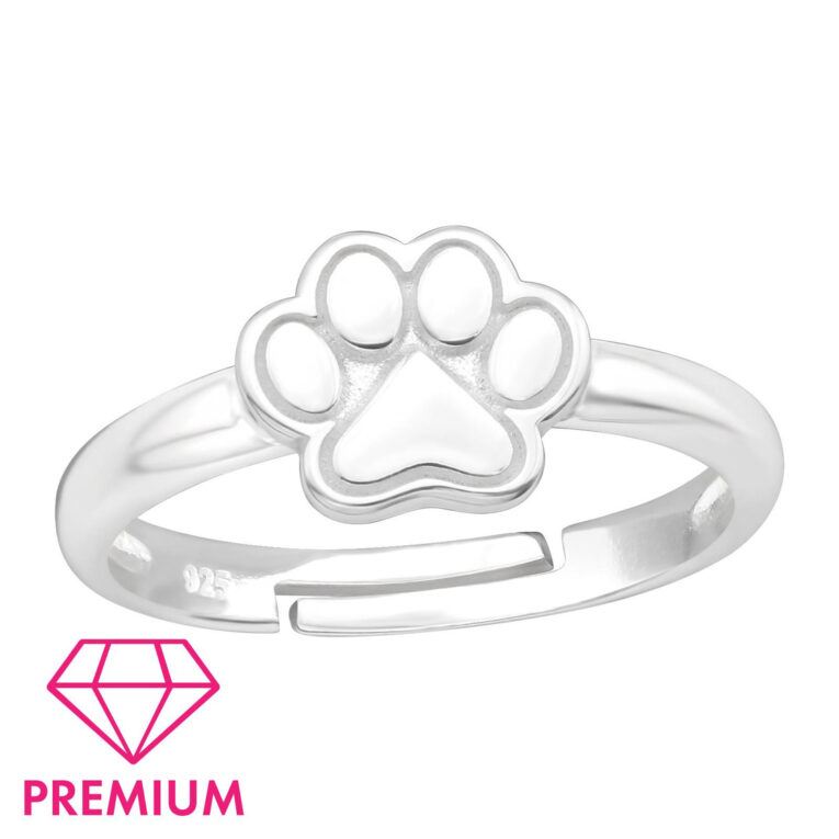 Pfotenabdruck Kinder Premium Ring 925 Silber - Gr??e 2