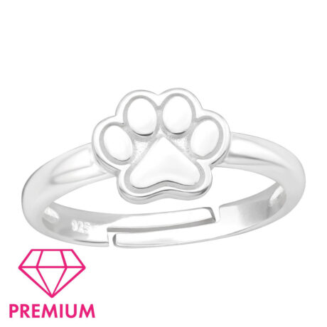 Pfotenabdruck Kinder Premium Ring 925 Silber - Gr??e 4