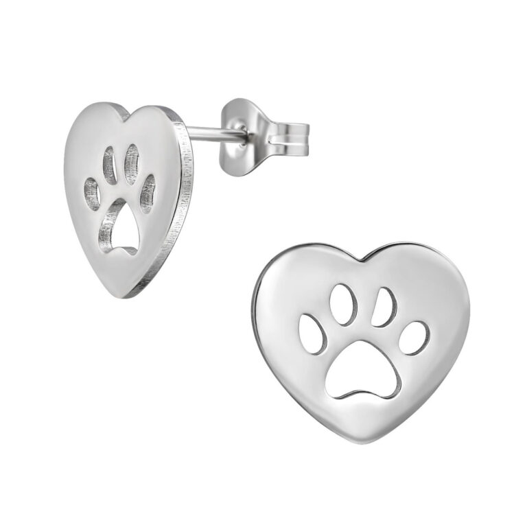 Pfotenherz Kinder Ohrringe Chirurgenstahl IN UNSEREM Hundeshop günstig kaufen