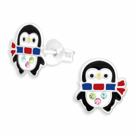 Pinguin mit Schal Ohrringe aus 925 Silber