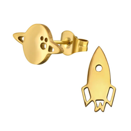Rakete und Saturn Kinder Ohrringe Chirurgenstahl