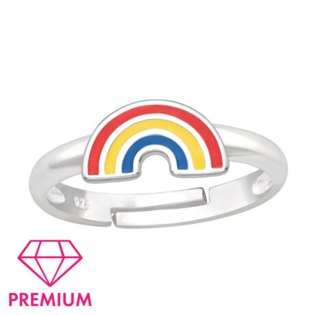 Regenbogen Kinder Premium Ring 925 Silber - Gr??e 4