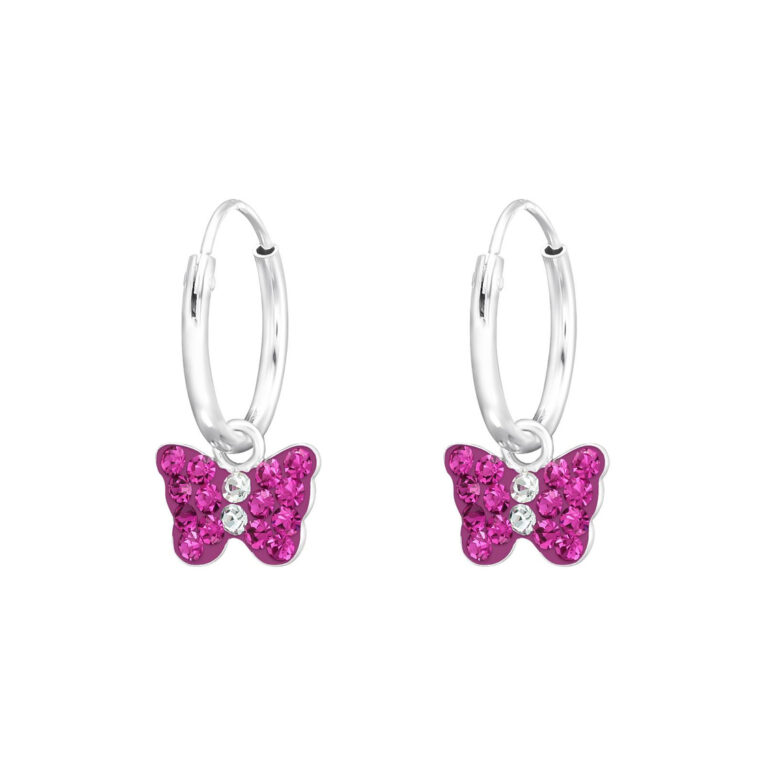 Schmetterling Kinder Creolen Ohrringe 925 Silber IN UNSEREM Hundeshop günstig kaufen