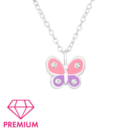 Schmetterling Kinder Premium Halskette 925 Silber