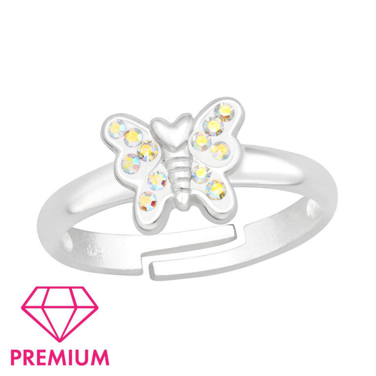 Schmetterling Kinder Premium Ring 925 Silber - Gr??e 2