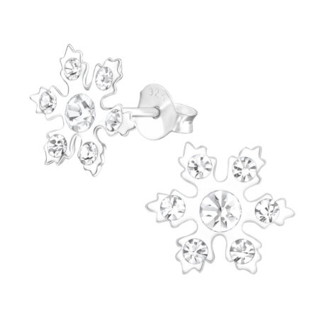 Schneeflocke Kinder Ohrringe mit Kristallen 925 Silber