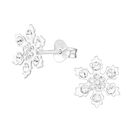Schneeflocke Kinder Ohrringe mit Kristallen 925 Silber