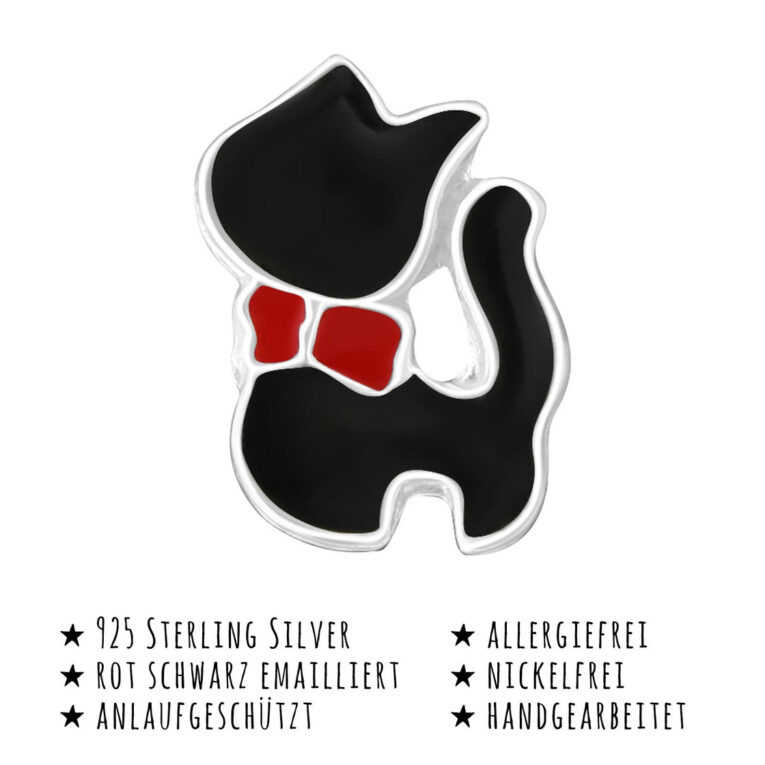 Schwarze Katzen Ohrringe aus 925 Silber IN UNSEREM Hundeshop günstig kaufen