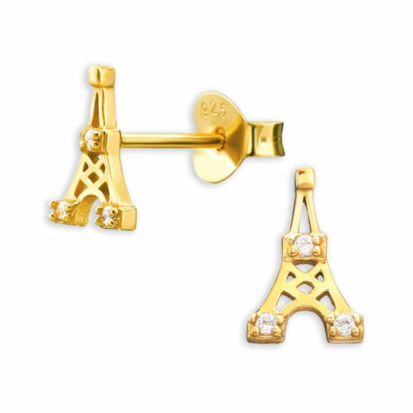 Silberne Eiffelturm Ohrstecker mit Zirkonia | Glamour?ses Paris-Flair