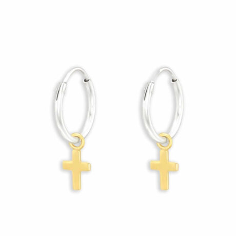 Silberne Kreuz Creolen aus 925 Sterling Silber | Eleganz trifft auf Modernit?t