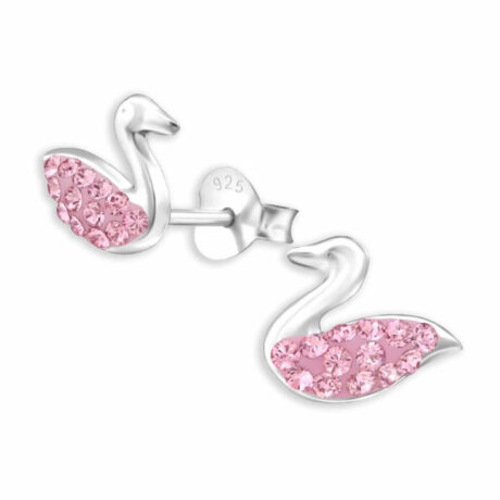 Silberne Schwan-Ohrstecker mit echten europ?ischen Kristallen