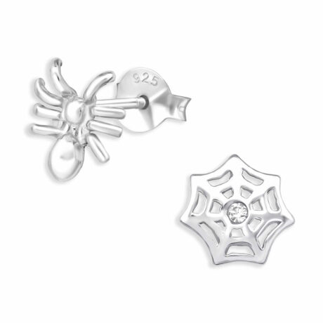 Spinne mit Spinnennetz Ohrringe aus 925 Silber