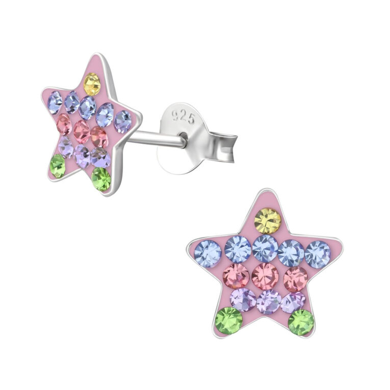 Stern Kinder Ohrringe mit Kristallen 925 Silber IN UNSEREM Hundeshop günstig kaufen
