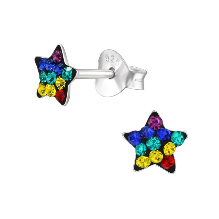Stern Kinder Ohrringe mit Kristallen 925 Silber IN UNSEREM Hundeshop günstig kaufen