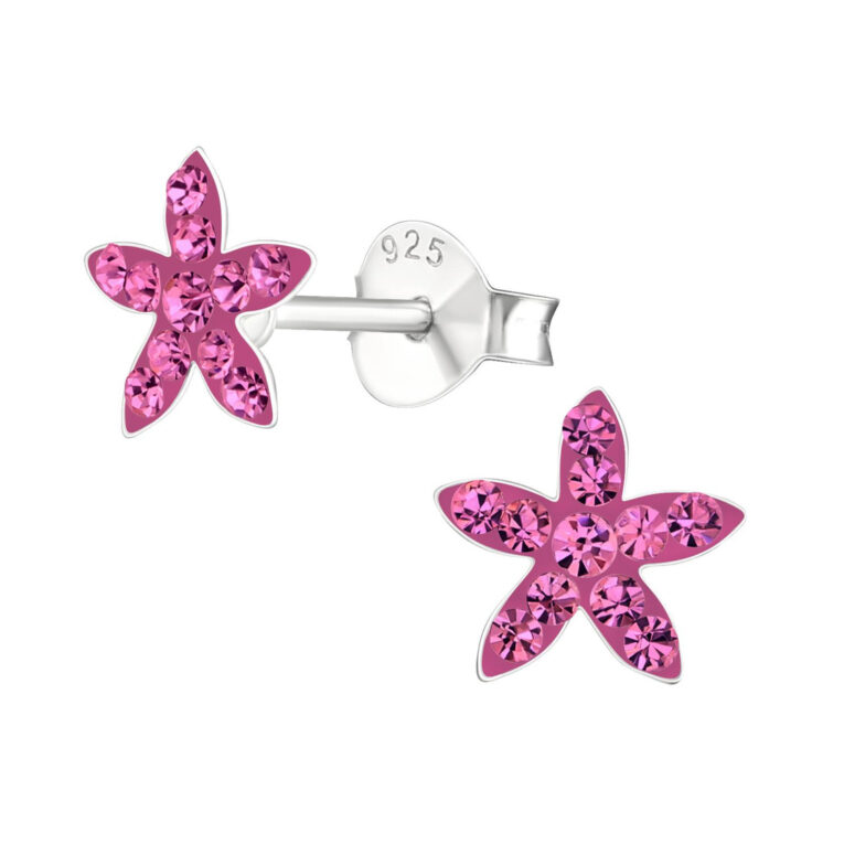 Stern Kinder Ohrringe mit Kristallen 925 Silber IN UNSEREM Hundeshop günstig kaufen
