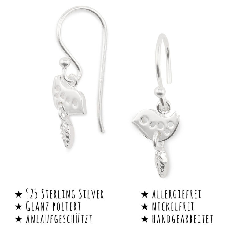 Taube auf Olivenzweig Ohrringe aus 925 Silber IN UNSEREM Hundeshop günstig kaufen
