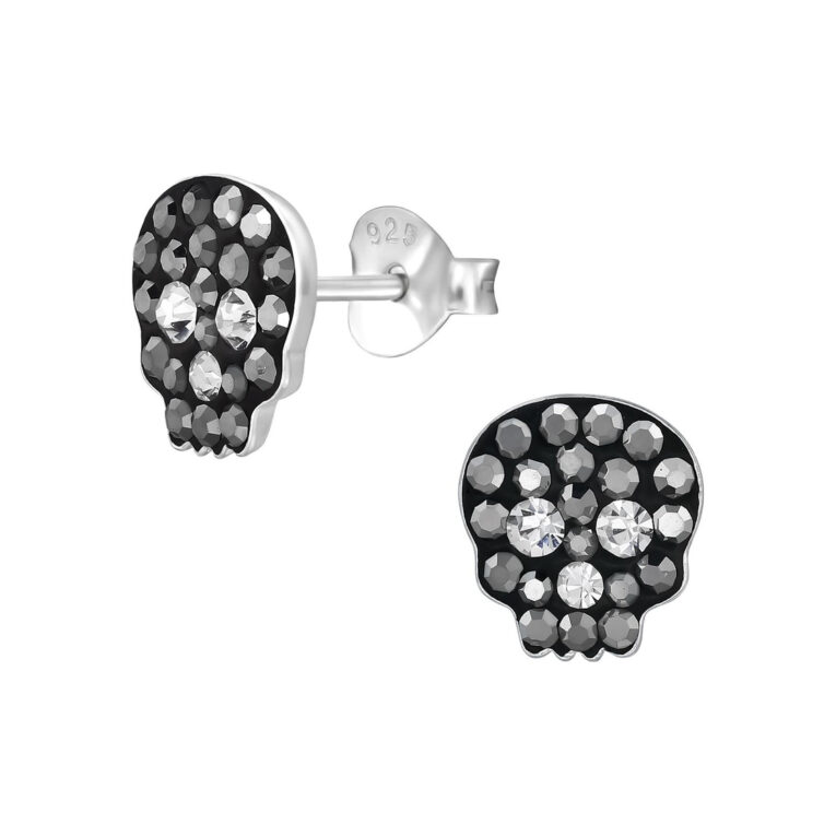 Totenkopf Kinder Ohrringe mit Kristallen 925 Silber IN UNSEREM Hundeshop günstig kaufen