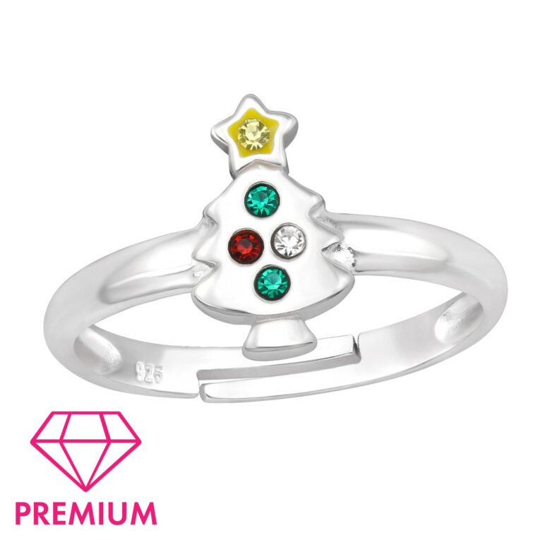 Weihnachtsbaum Kinder Premium Ring 925 Silber - Gr??e 2